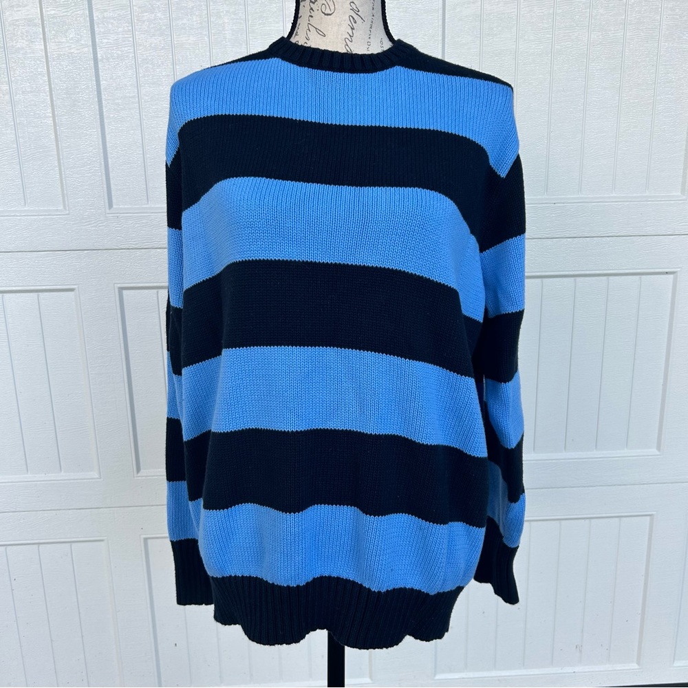 Brandy Melville Blue Brianna Cotton Thick Stripe Sweater
